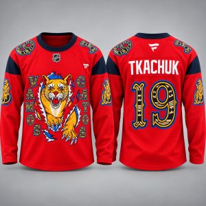2026 Florida Panthers Vamos Gatos Matthew Tkachuk #19 Hockey Jersey
