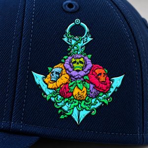 2026 Seattle Kraken Colorful Embroidered Cap – Skull Rose and Anchor Design