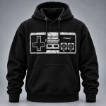 Retro Gaming Occult Hoodie – Distressed Controller Graphic Pullover