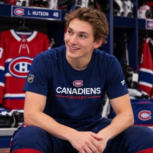 Lane Hutson Navy Blue Canadiens Shirt
