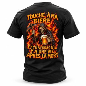 Touche à Ma Bière T-Shirt – Grim Reaper Beer Gothic Graphic Tee 4 Grim Reaper Beer Shirt – Funny Dark Humor Skull T Shirt