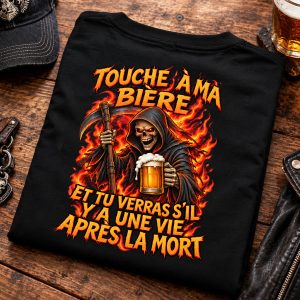 Touche à Ma Bière T-Shirt – Grim Reaper Beer Gothic Graphic Tee 5 Funny Beer Lover Shirt – Touche à Ma Bière Grim Reaper Tee