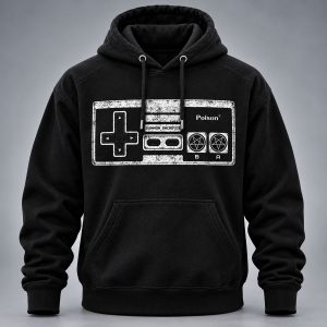 Retro Gaming Occult Hoodie – Distressed Controller Graphic Pullover